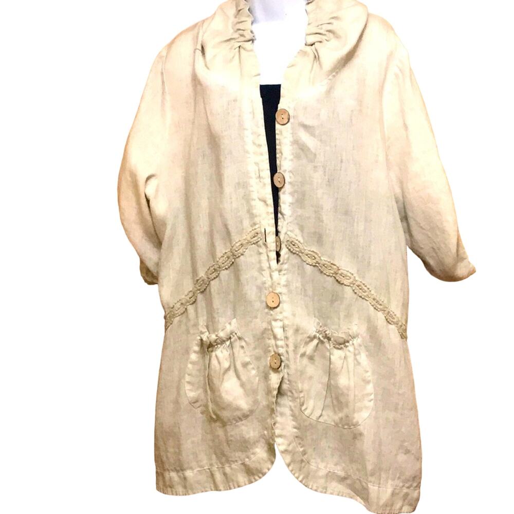 Fantazia Tan Pure Linen Top. L